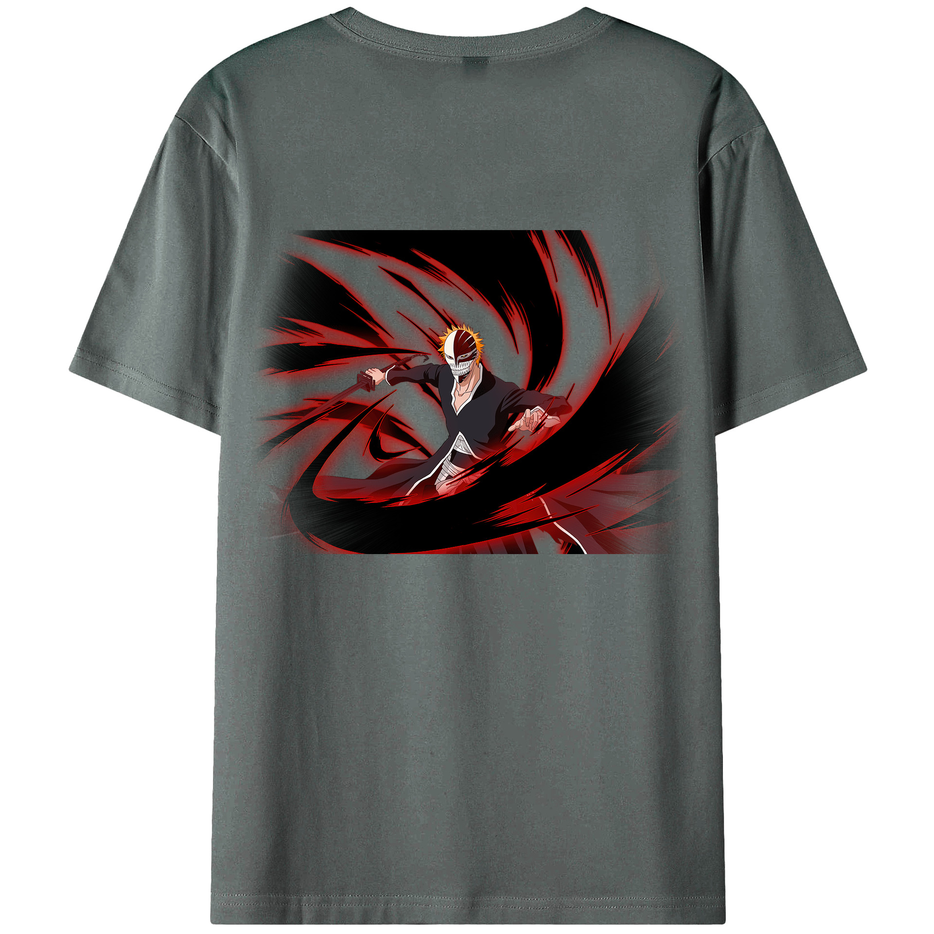 （画像用） ブリーチ 黒崎一護（くろさき いちご）BLEACH Kurosaki Ichigo 綿100％ メンズ半袖Tシャツ（バックプリント） 通気性